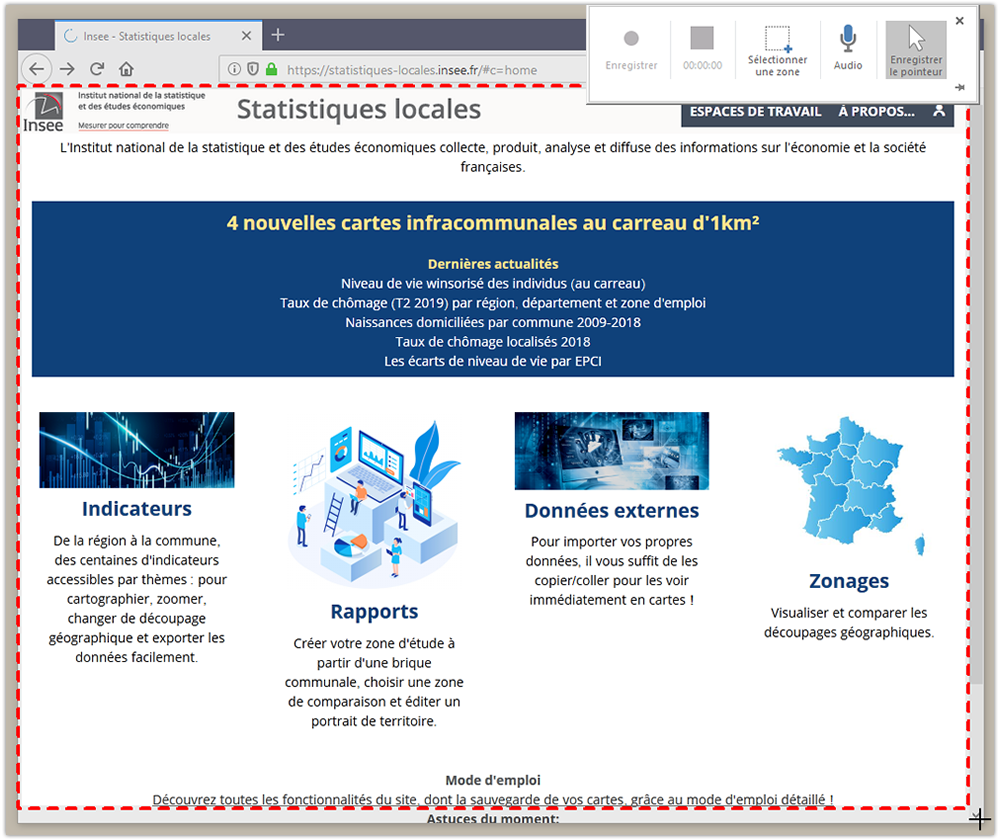 Zone de sélection